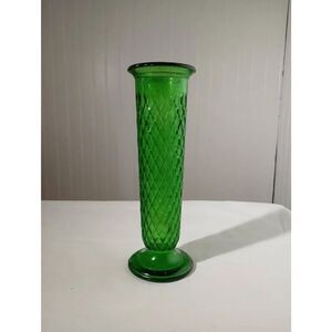 Vintage E.O Brody, green Emerald diamond cut tall vase